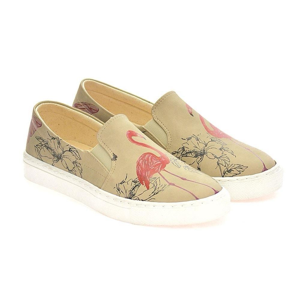 GOBY Flamingo Sneaker Shoes VN4030 Size 39 Vegan Printed Slip On Loafers